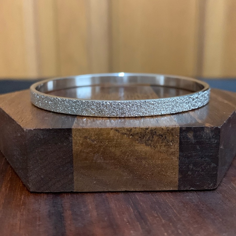 Monet Silver-Tone Textured Bangle Bracelet
